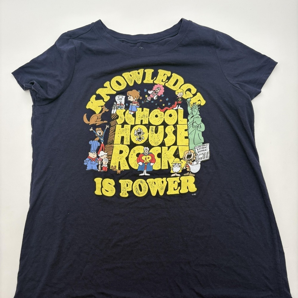 Ripple Junction Shirt Womens Medium Blue Schoolhouse Rock Graphic Tee Top